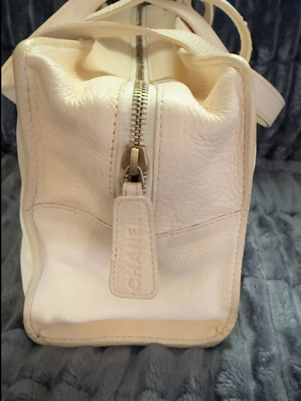 CHANEL Cream Leather Double C Stitch Tote~Vintage